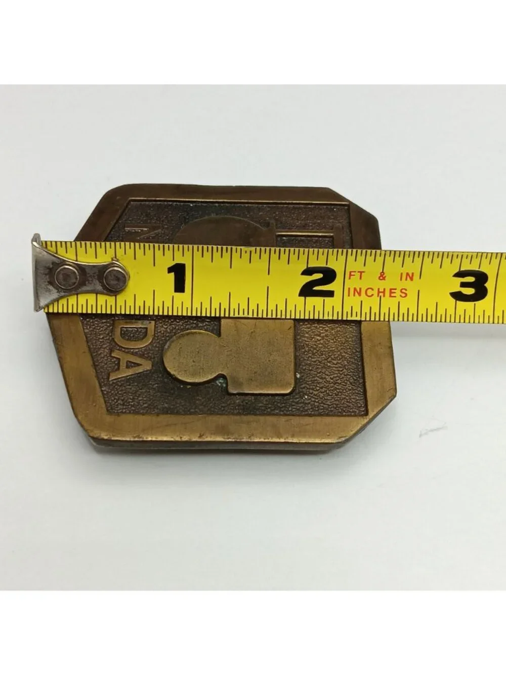Vintage 1979 NFPEDA Bergamot Brass Works Belt Buckle Farming Supply with Tractor